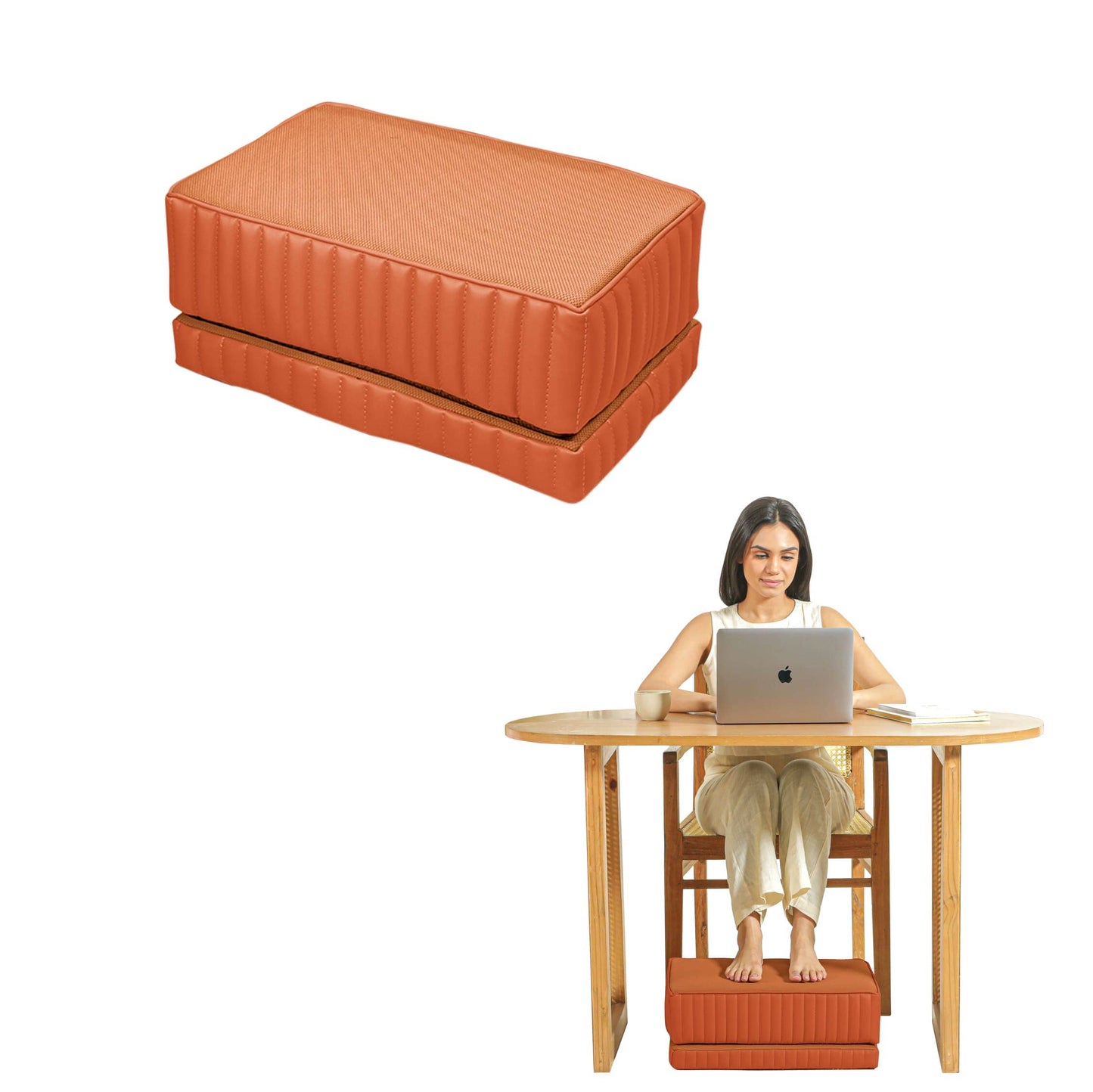 StepComfort Platform Footrest Foot Rest Cushion The White Willow Adjustable Footrest- 2 Layers Sandstone 