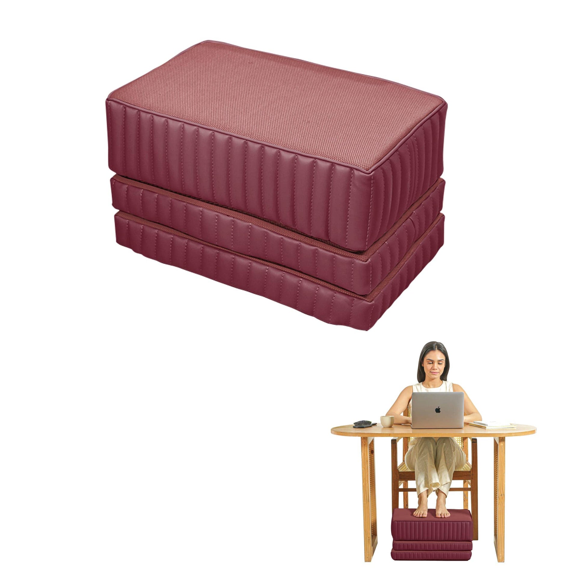 StepComfort Platform Footrest Foot Rest Cushion The White Willow Adjustable Footrest- 3Layers Berry 