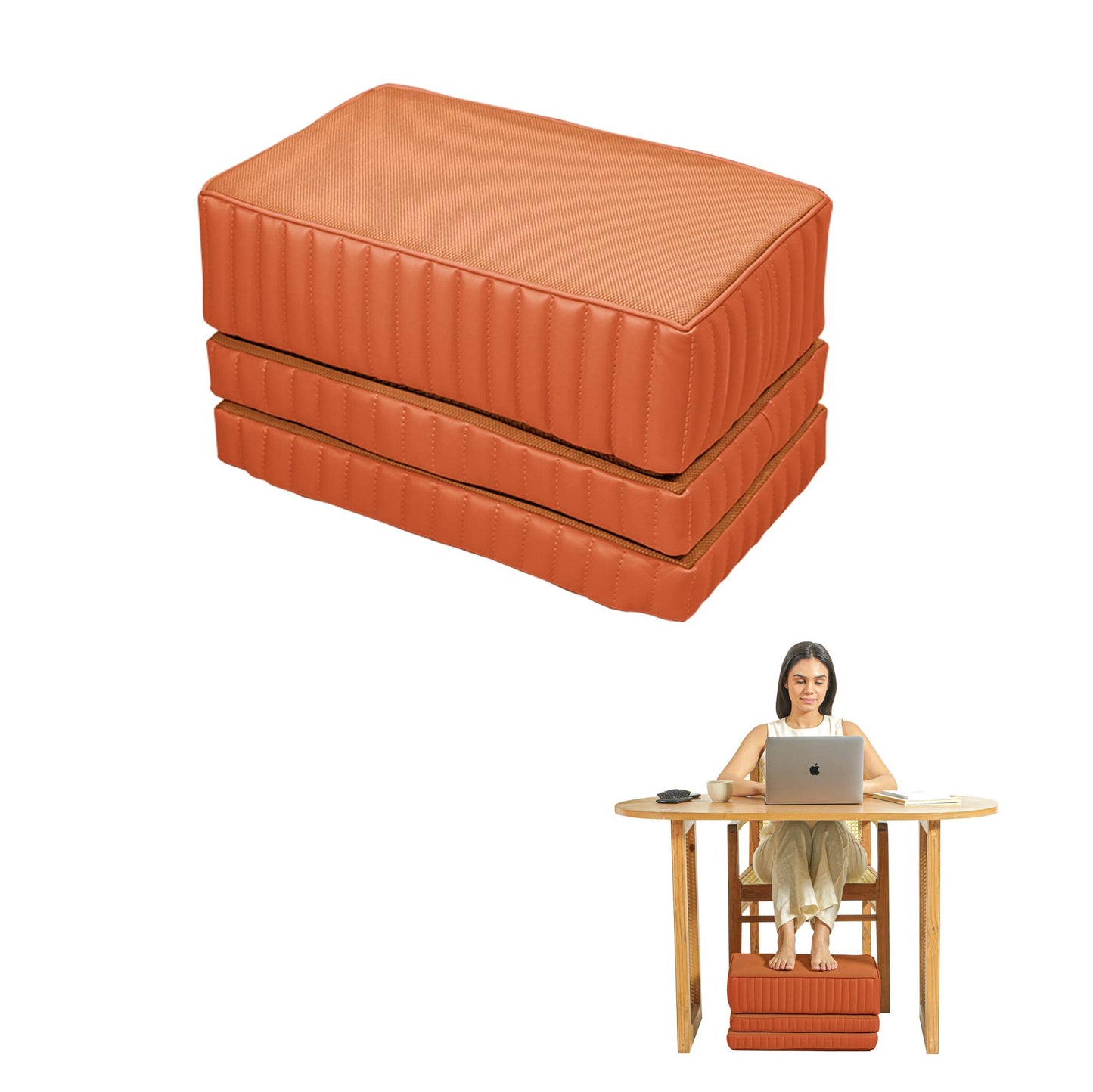 StepComfort Platform Footrest Foot Rest Cushion The White Willow Adjustable Footrest- 3Layers Sandstone 