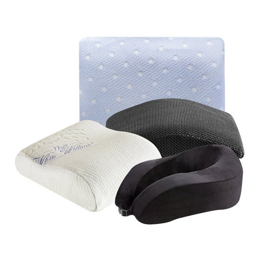 Suburban - Travel Combo - Memory Foam Travel Neck Support Pillow & Camping Pillow - Medium Firm Combo-Travel-Pillow The White Willow 