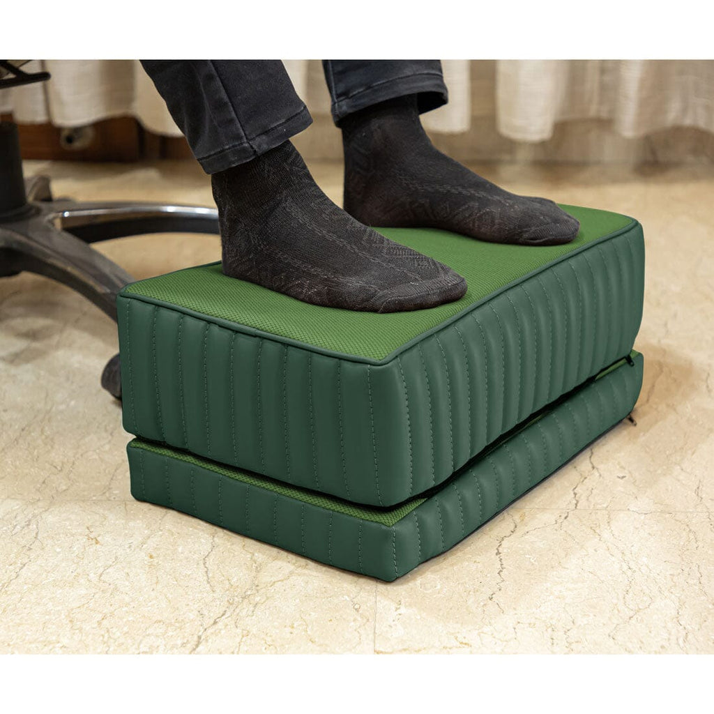 Synergy - High Resilience (HR) Foam Square Foot Rest Cushion for Feet & leg Support - Firm Foot Rest Cushion The White Willow Adjustable Footrest- 2 Layers Dark Green 