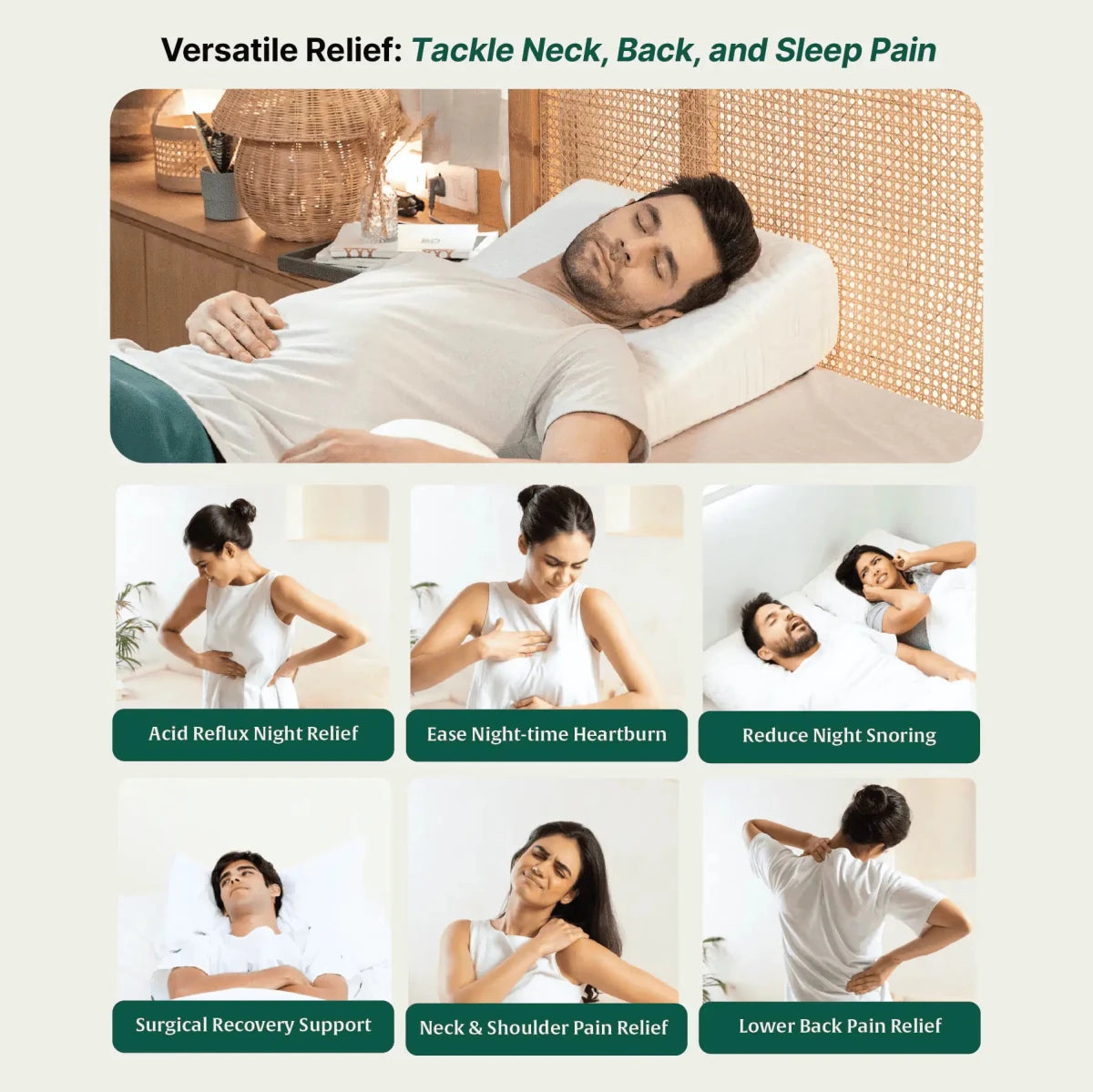Terra - Cooling Gel Egg Crate & HR Foam Bed Wedge Pillow - Medium Firm - Bed Wedge - The White Willow