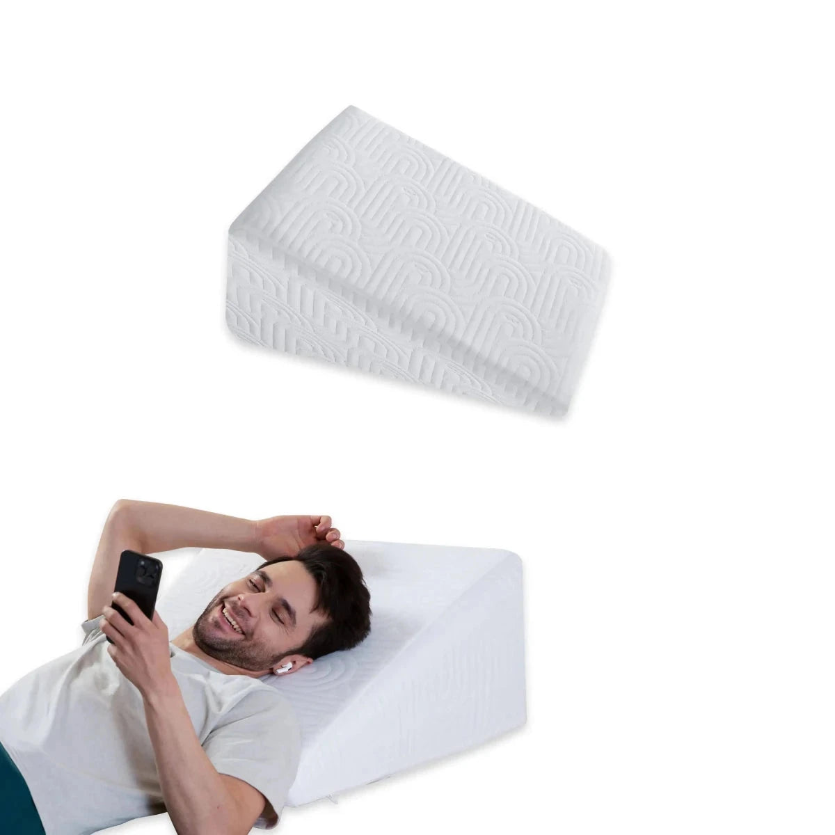 Terra- Cooling Gel Egg Crate & HR Foam Bed Wedge Pillow - Medium Firm Bed Wedge The White Willow King Size- 20 x 20 inch 10 inch Creamy Calm