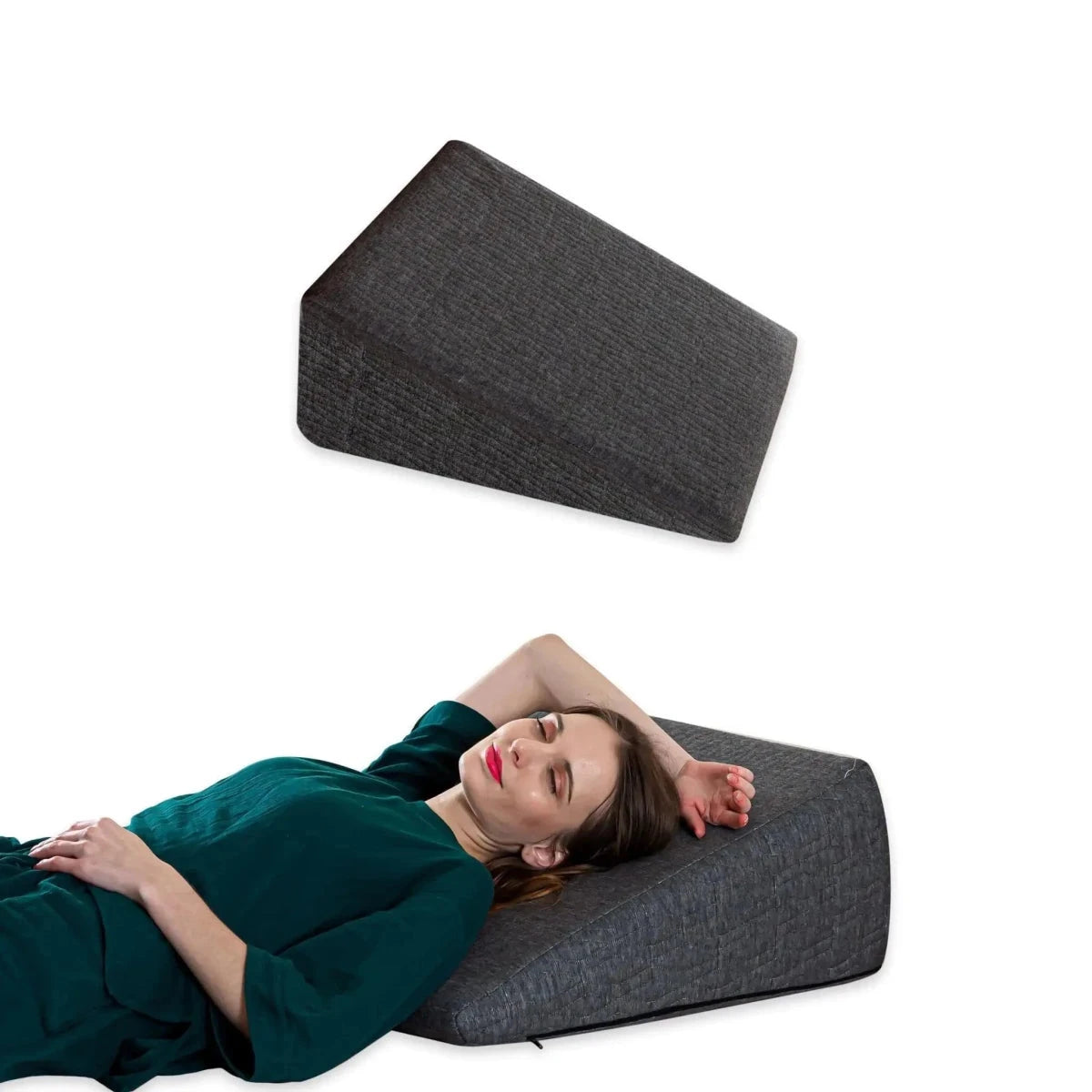 Terra- Cooling Gel Egg Crate & HR Foam Bed Wedge Pillow - Medium Firm Bed Wedge The White Willow King Size- 20 x 20 inch 10 inch Midnight Serene
