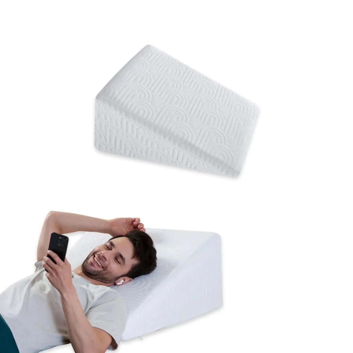 Terra- Cooling Gel Egg Crate & HR Foam Bed Wedge Pillow - Medium Firm Bed Wedge The White Willow King Size- 20 x 20 inch 12 inch Creamy Calm