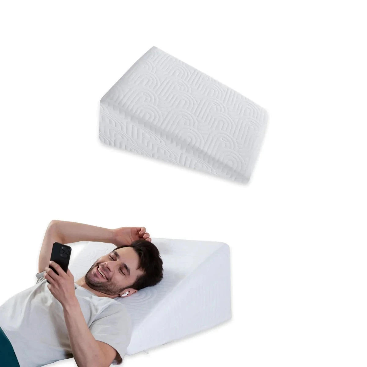 Terra- Cooling Gel Egg Crate & HR Foam Bed Wedge Pillow - Medium Firm Bed Wedge The White Willow King Size- 20 x 20 inch 7 inch Creamy Calm