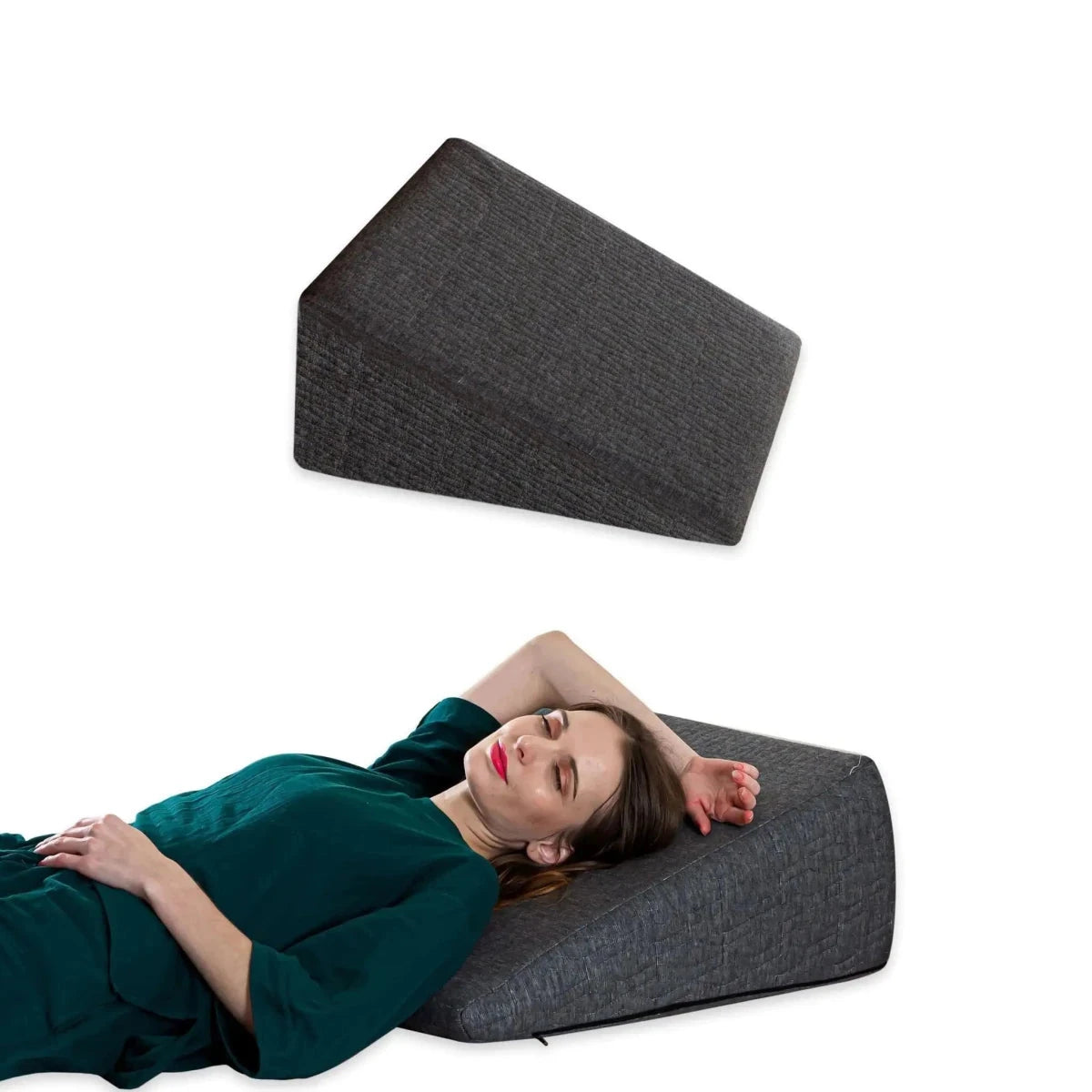 Terra- Cooling Gel Egg Crate & HR Foam Bed Wedge Pillow - Medium Firm Bed Wedge The White Willow Standard Size- 18 x 18 inch 10 inch Midnight Serene