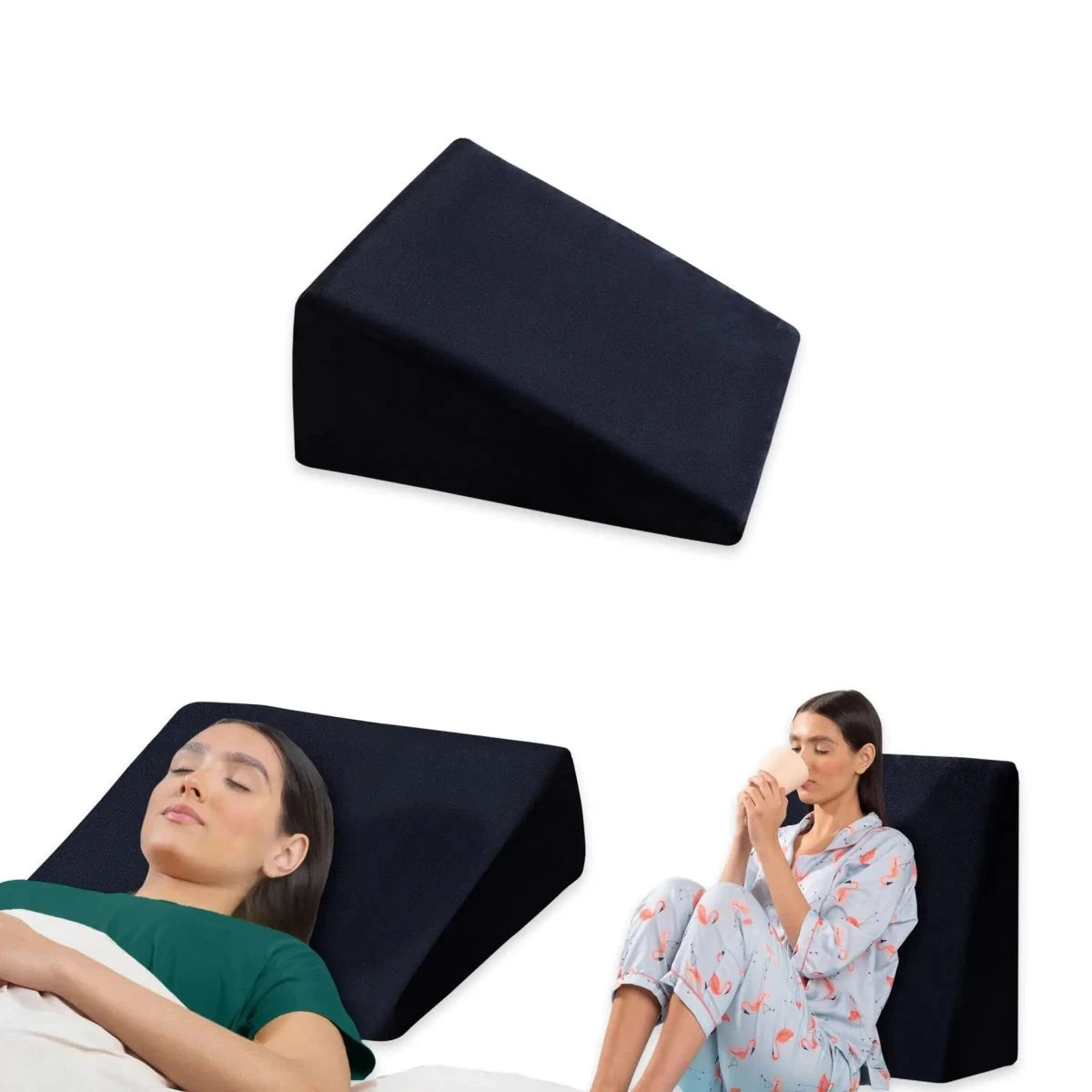 Terra- Cooling Gel Egg Crate & HR Foam Bed Wedge Pillow - Medium Firm Bed Wedge The White Willow Standard Size- 18 x 18 inch 12 inch Midnight Serene