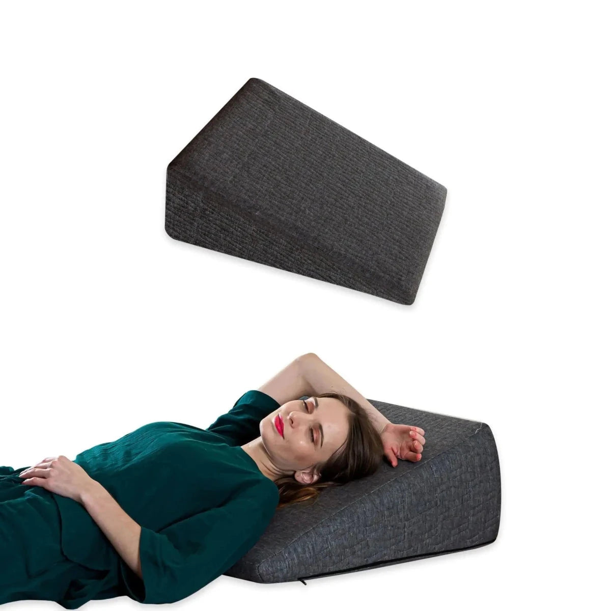 Terra- Cooling Gel Egg Crate & HR Foam Bed Wedge Pillow - Medium Firm Bed Wedge The White Willow Standard Size- 18 x 18 inch 7 inch Midnight Serene