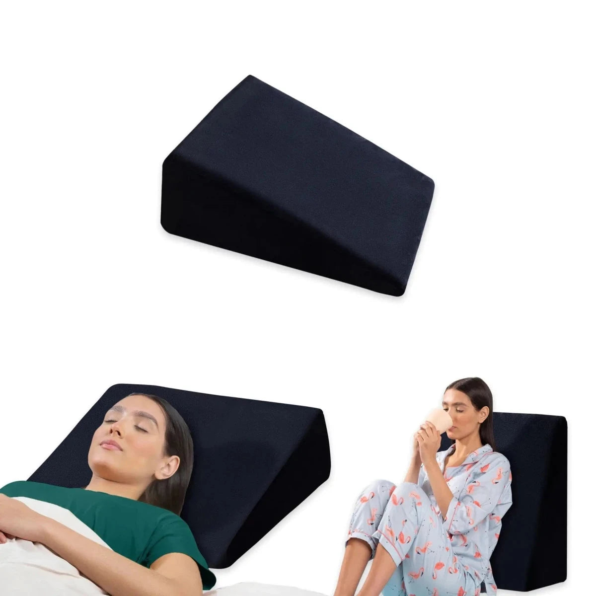Terra- Cooling Gel Egg Crate & HR Foam Bed Wedge Pillow - Medium Firm Bed Wedge The White Willow XL King Size- 24 x 24 inch 7 inch Black