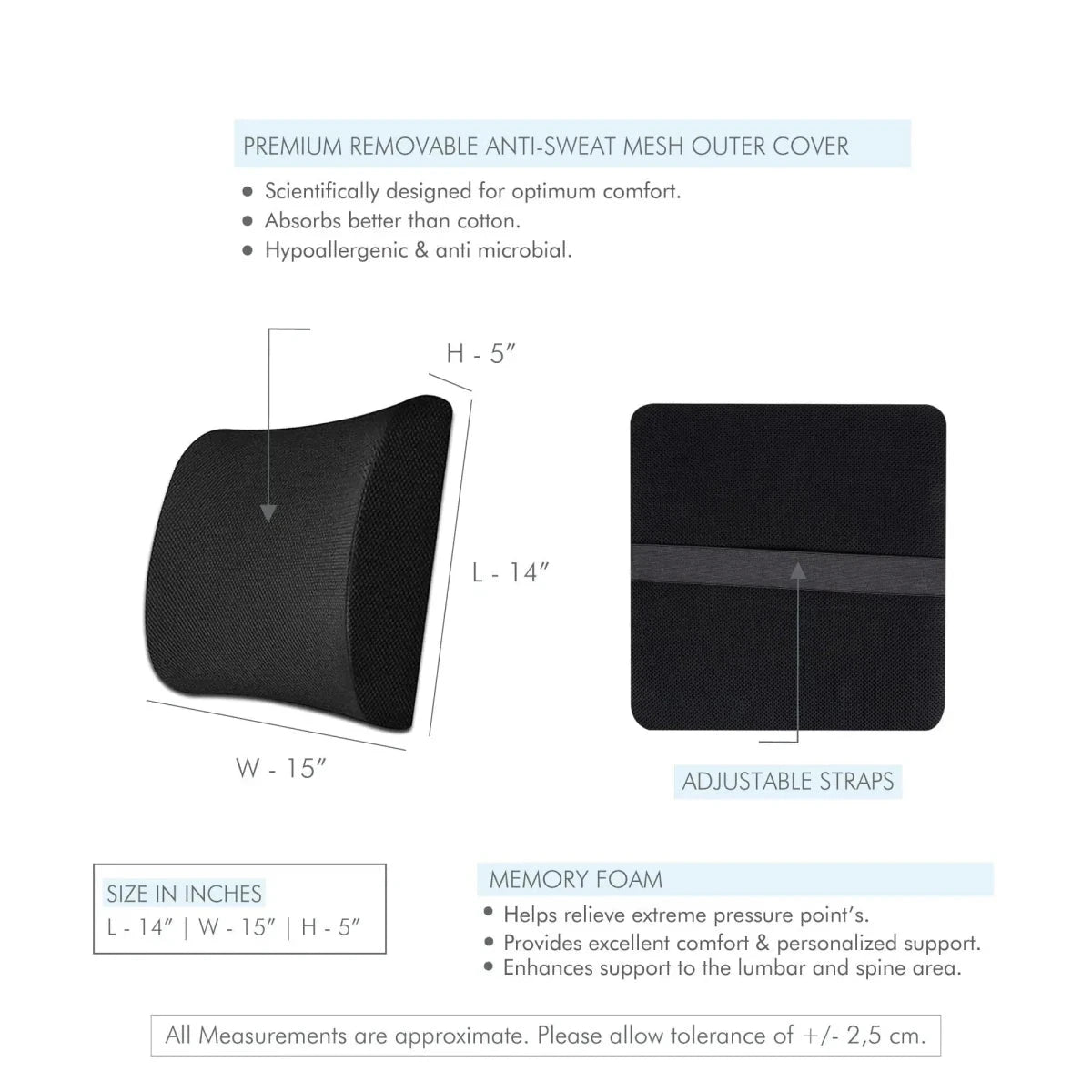 TotalSupport Full Back Pillow Lumbar Back Support The White Willow 