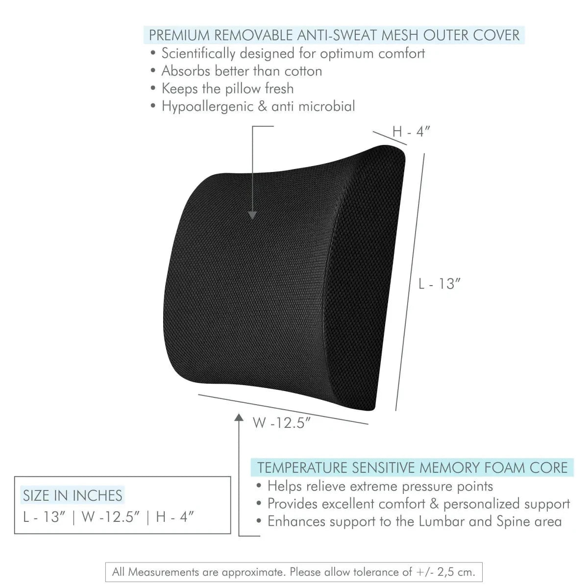 TotalSupport Full Back Pillow Lumbar Back Support The White Willow 