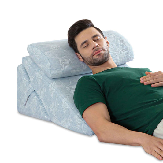 TriAdjust Comfort Plus Bed Wedge Pillow Bed Wedge The White Willow XL King- 24 x 22 x 12 inch Misty Blue Hush 