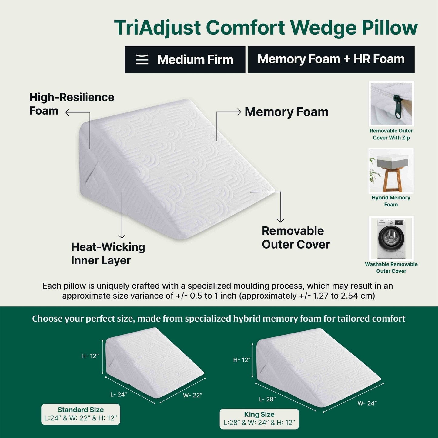 TriAdjust Comfort Wedge Pillow Bed Wedge The White Willow 