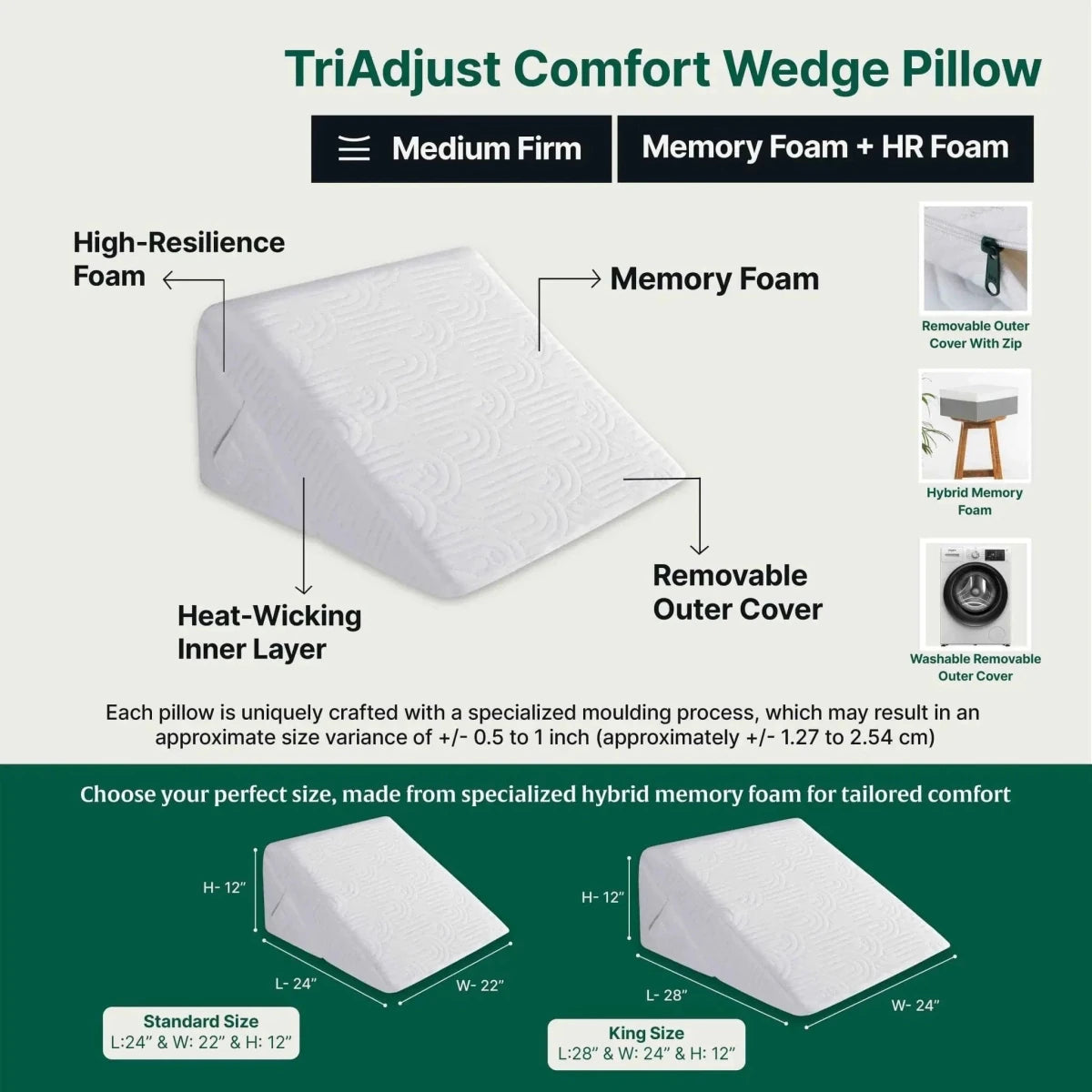 TriAdjust Comfort Wedge Pillow - Bed Wedge - The White Willow