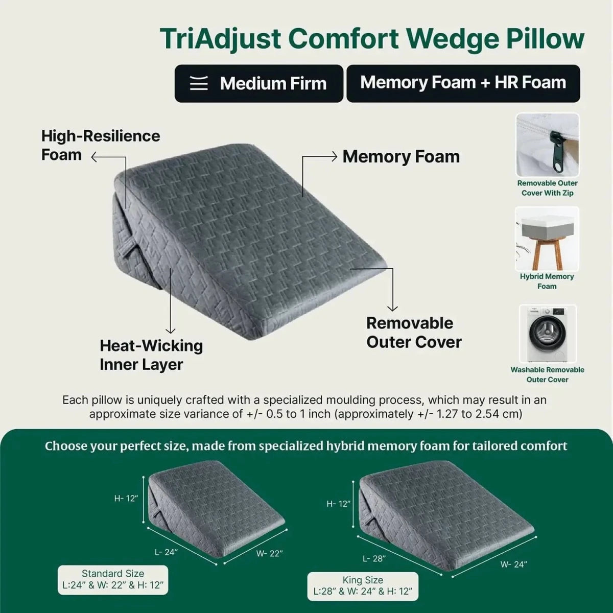 TriAdjust Comfort Wedge Pillow - Bed Wedge - The White Willow