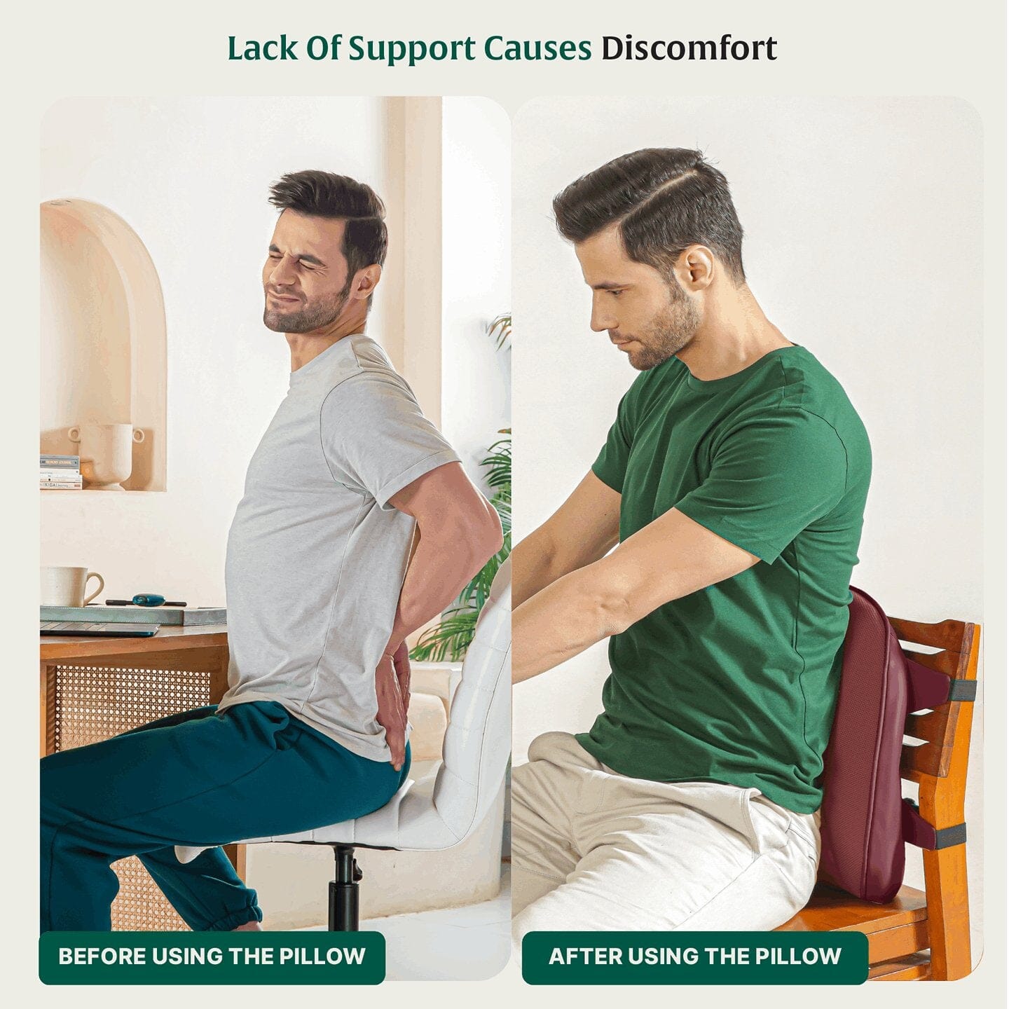 UpperEase Back Comfort Pillow Lumbar Back Support The White Willow 