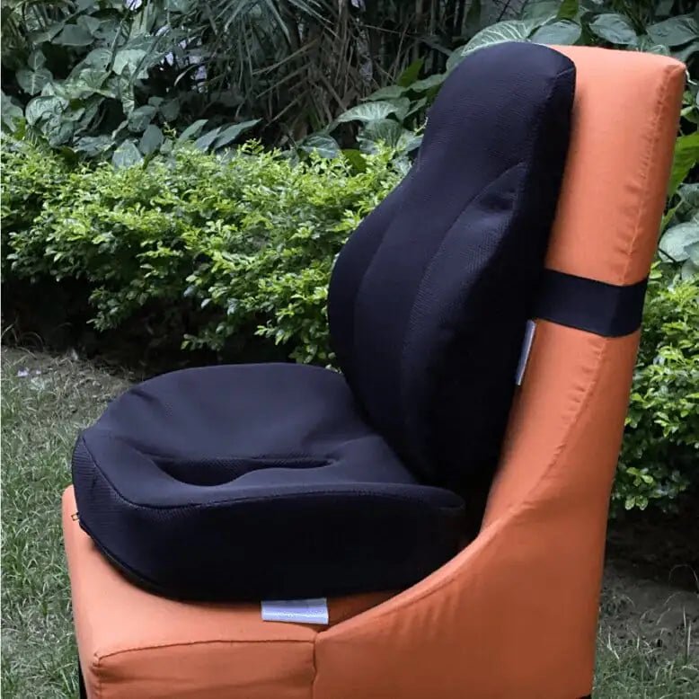 Victor - Work From Home Combo - Lumbar Backrest & Coccyx Tailbone Seat Cushion - Medium Firm - Combo - Back - Seat - The White Willow