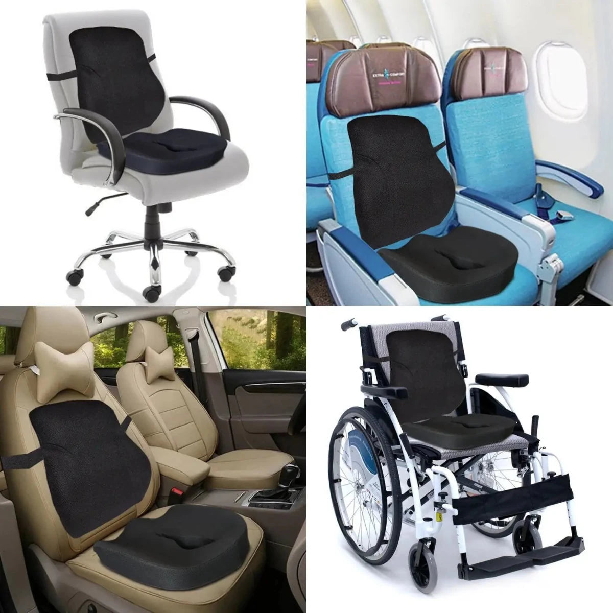 Victor - Work From Home Combo - Lumbar Backrest & Coccyx Tailbone Seat Cushion - Medium Firm - Combo - Back - Seat - The White Willow