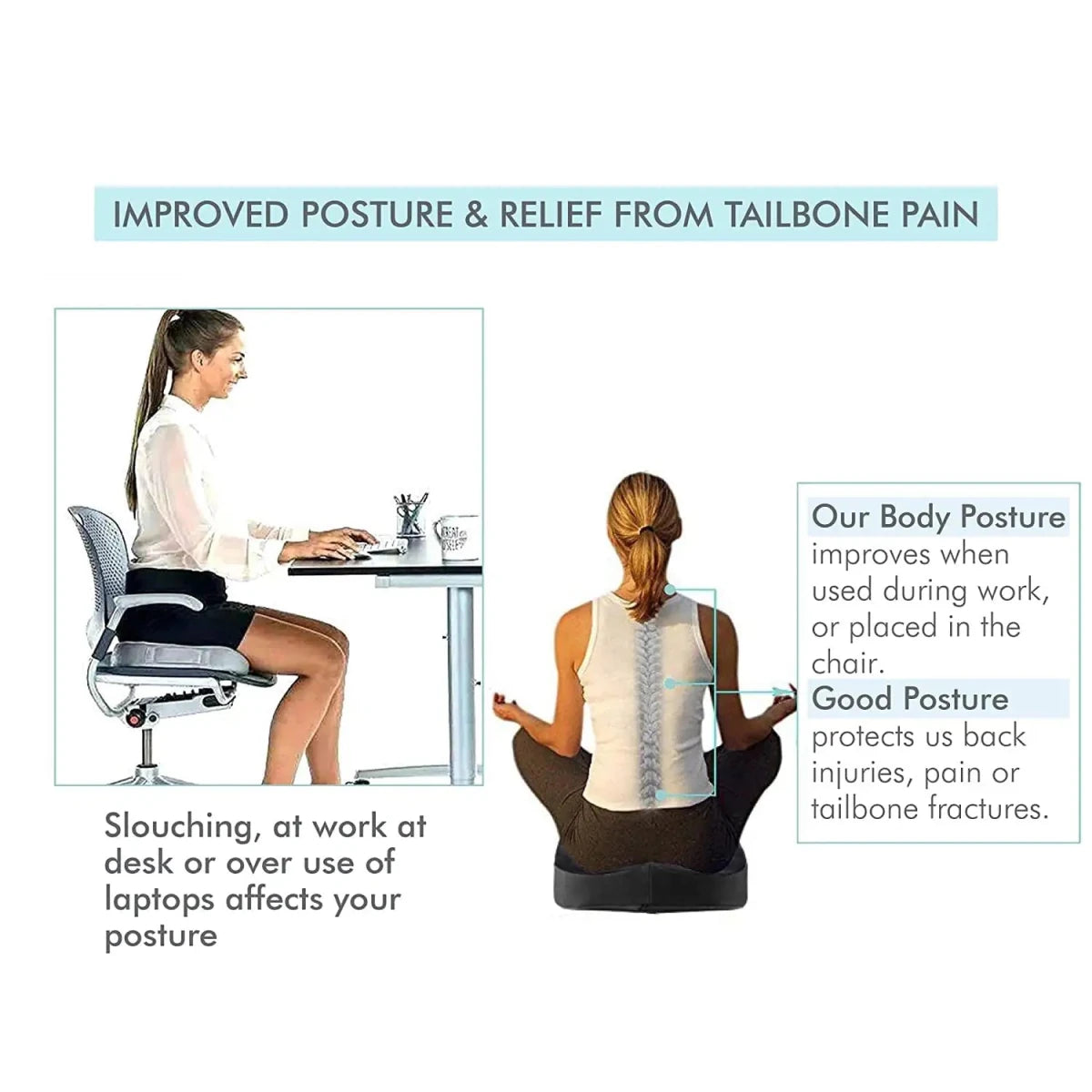 Victor - Work From Home Combo - Lumbar Backrest & Coccyx Tailbone Seat Cushion - Medium Firm - Combo - Back - Seat - The White Willow