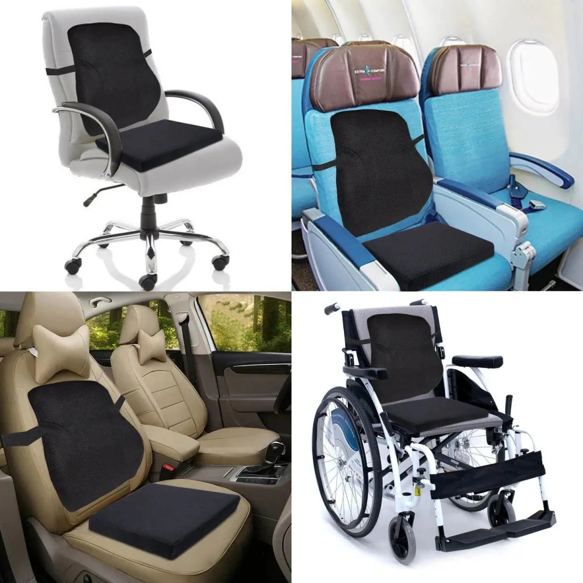 Victor - Work From Home Combo - Lumbar Backrest & Coccyx Tailbone Seat Cushion - Medium Firm - Combo - Back - Seat - The White Willow