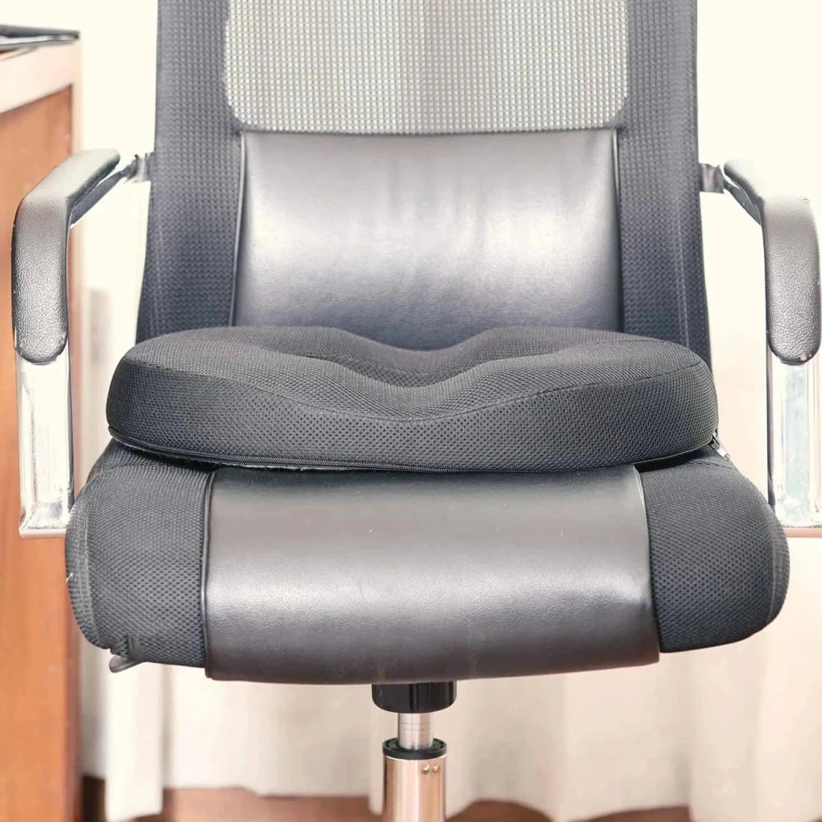 Wingman - Work From Home Combo - Memory Foam Lumbar Backrest Pillow & HR Foam Donut Shaped Seat Cushion - Medium Firm Combo-Back-Seat The White Willow 