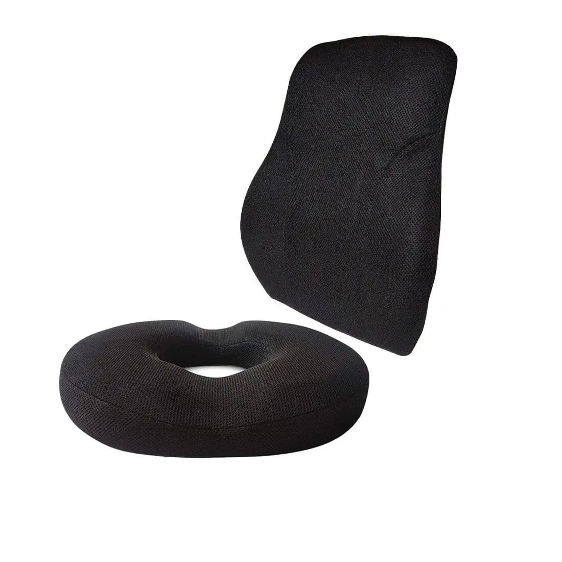 Wingman - Work From Home Combo - Memory Foam Lumbar Backrest Pillow & HR Foam Donut Shaped Seat Cushion - Medium Firm Combo-Back-Seat The White Willow 