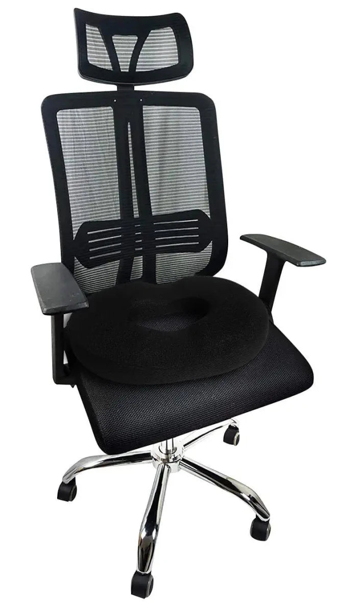 Wingman - Work From Home Combo - Memory Foam Lumbar Backrest Pillow & HR Foam Donut Shaped Seat Cushion - Medium Firm - Combo - Back - Seat - The White Willow