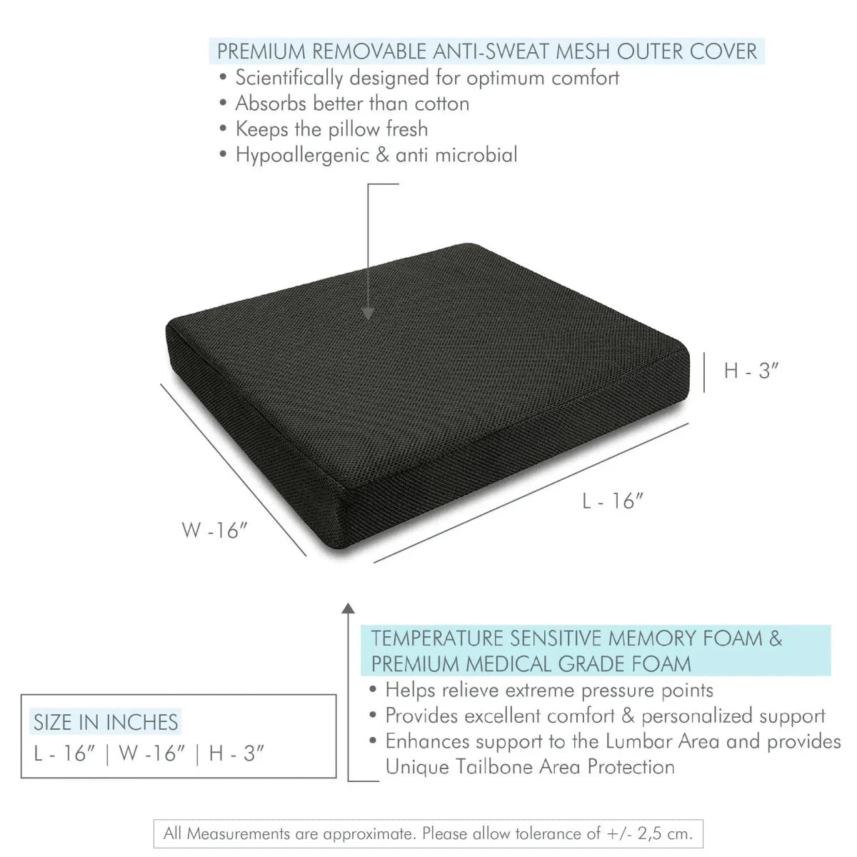 Workathon - Work From Home Combo - HR Foam Lumbar Backrest Pillow & Indoor Square Seat Cushion - 16" x 16" - Medium Firm Combo-Back-Seat The White Willow 