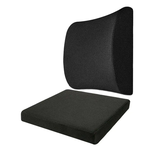 Workathon - Work From Home Combo - HR Foam Lumbar Backrest Pillow & Indoor Square Seat Cushion - 16" x 16" - Medium Firm Combo-Back-Seat The White Willow 