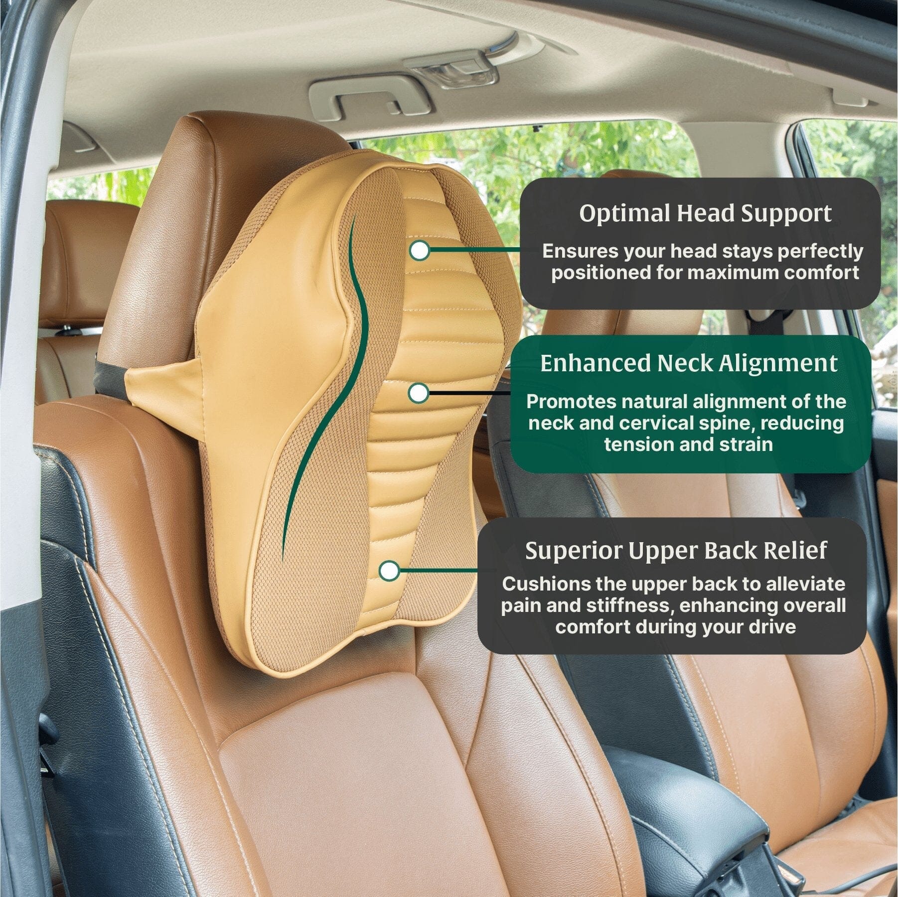 Zencurve Car Neckrest Travel Pillow The White Willow 