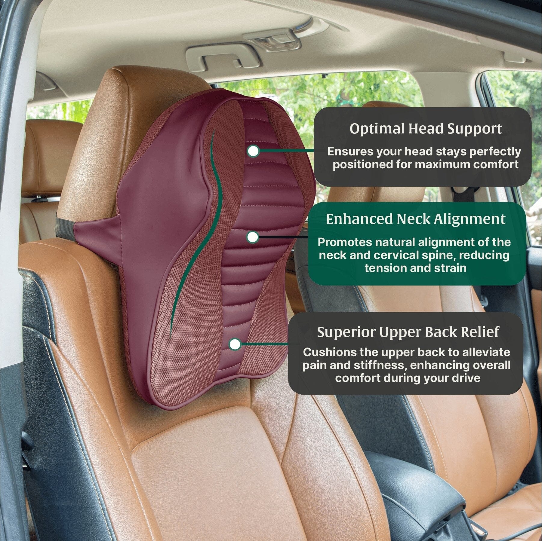 Zencurve Car Neckrest Travel Pillow The White Willow 