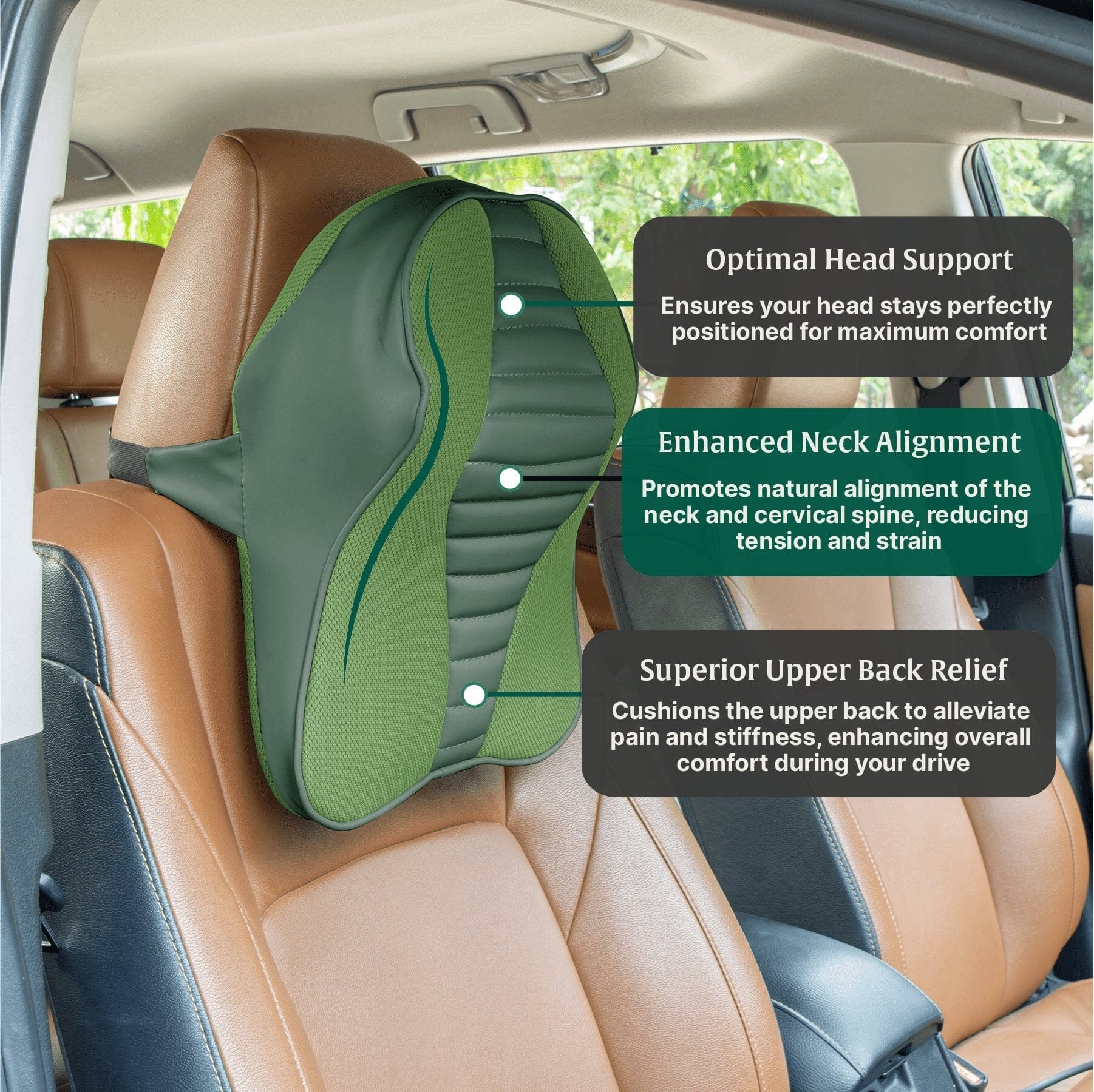Zencurve Car Neckrest Travel Pillow The White Willow 
