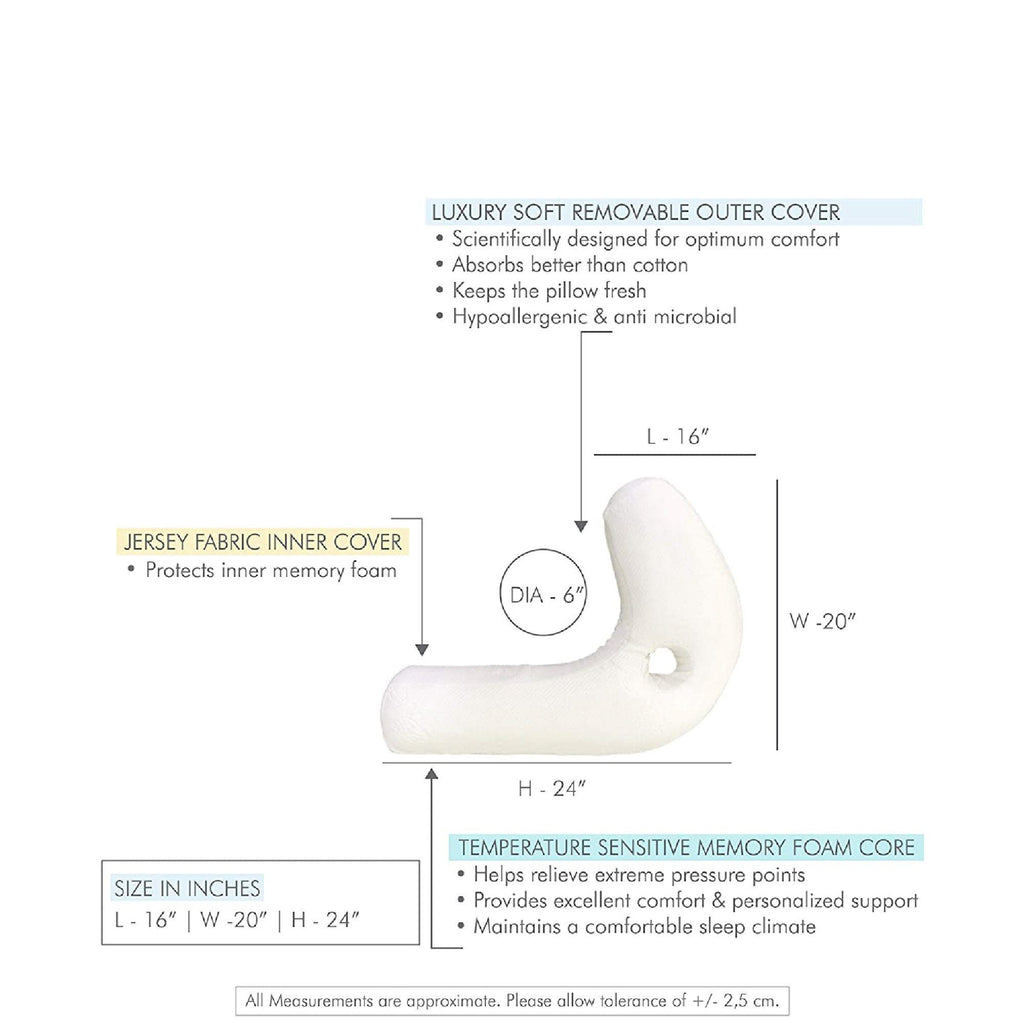 Rowan - Memory Foam Side Pillow - Ear Sensitive - Medium Firm - The White Willow