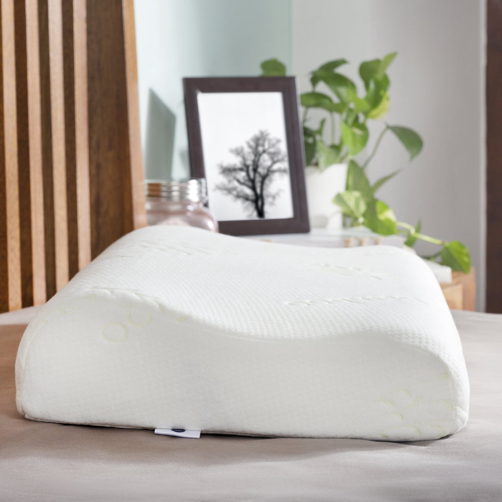 Aloe - Cooling Gel Memory Foam Cervical Pillow - Contour - Medium Firm Pillows The White Willow 