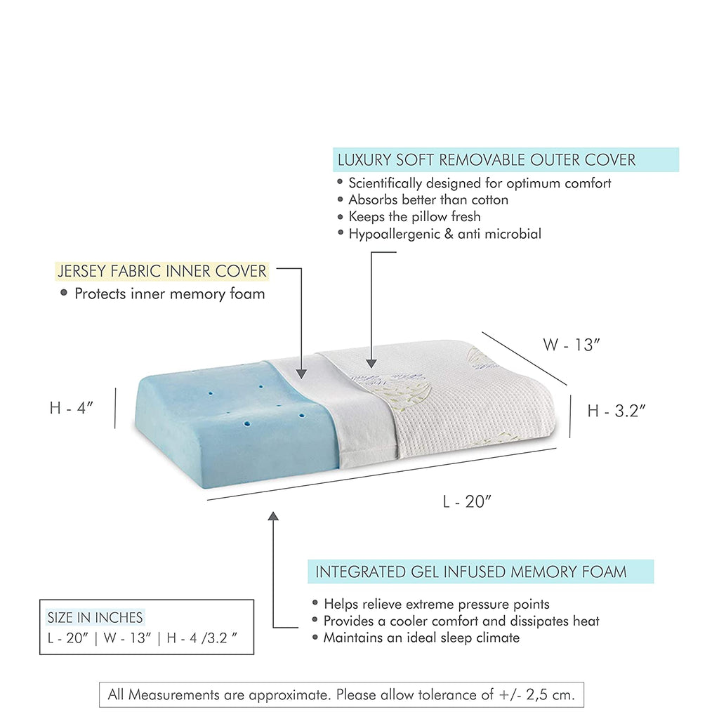 Aloe-Gel - Cooling Gel Memory Foam Cervical Pillow - Contour - Medium Firm - The White Willow