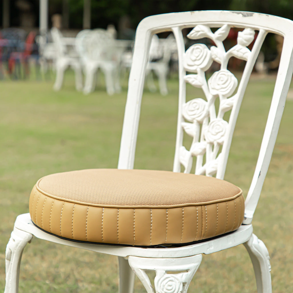 Amora - Memory Foam & HR Foam Round Shaped Indoor Chair Seat Cushion - Medium Firm Seat Cushion The White Willow 