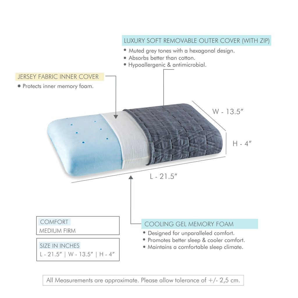 Aspen - Cooling Gel Memory Foam Pillow - Regular - Medium Firm - The White Willow