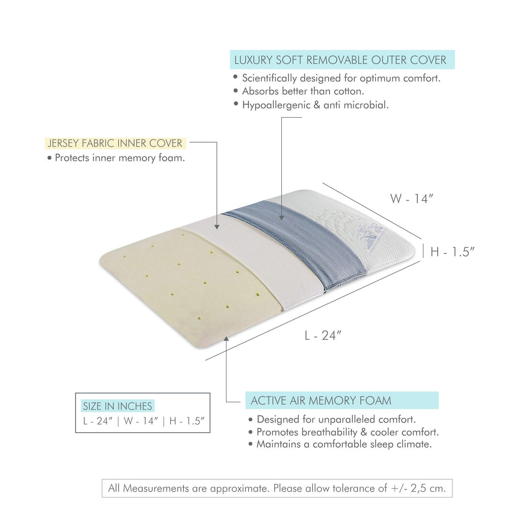 Banyan - Active Air Memory Foam Pillow - Ultra Slim - Soft - The White Willow