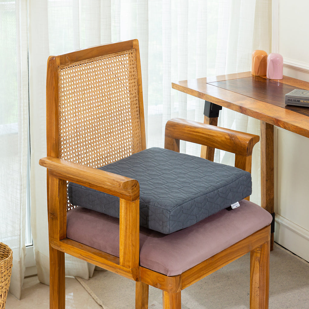 Caladium - Memory Foam & HR Foam Indoor Chair Seat Cushion - Medium Firm Cushion The White Willow 16 x 16 x 3 1 Grey