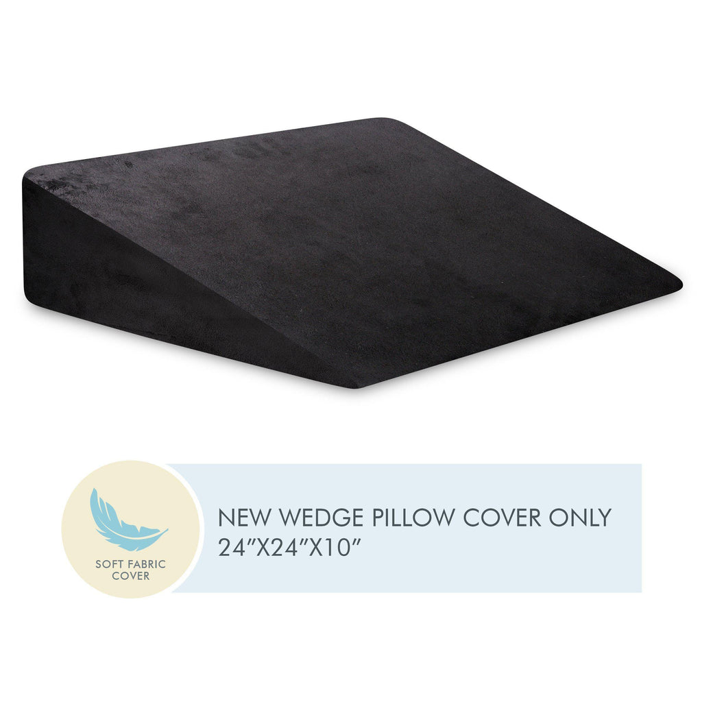 Cooling Gel Memory Foam & HR Foam Bed Wedge Pillow Cover Only Pillow Cover The White Willow XL King Size- 24" x 24" 10" Inch Medium Height Black
