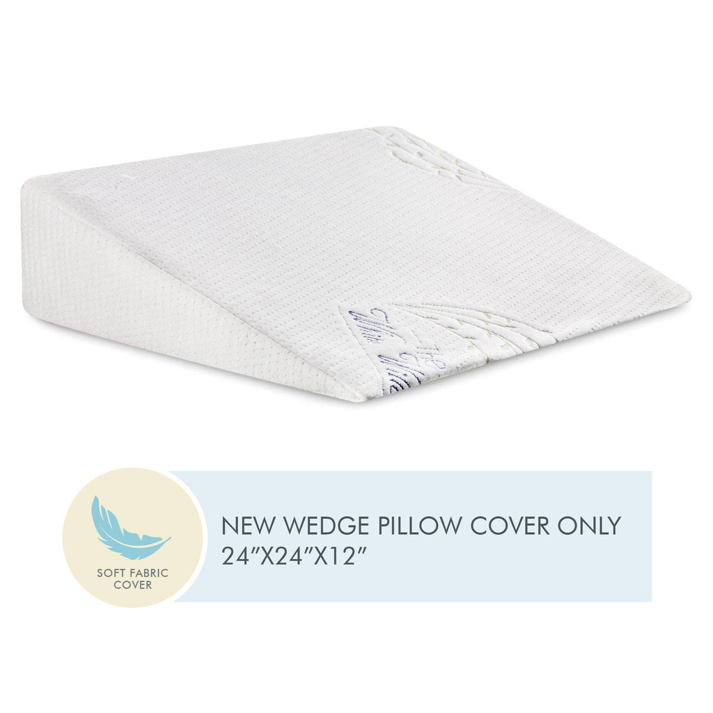 Cooling Gel Memory Foam & HR Foam Bed Wedge Pillow Cover Only Pillow Cover The White Willow XL King Size- 24" x 24" 12" Inch High Height Multi
