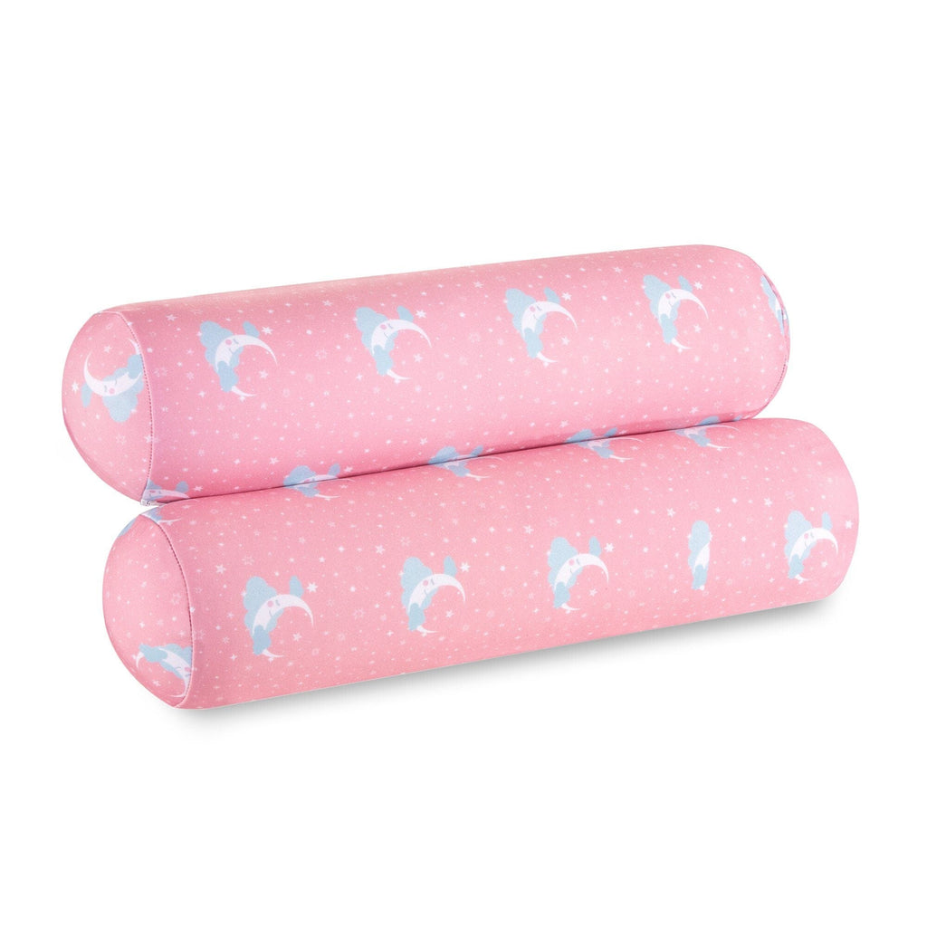 Fuzzy - Memory Foam Small Round Baby Bolster - Soft Maternity & Kids The White Willow Pink Pack of 2 