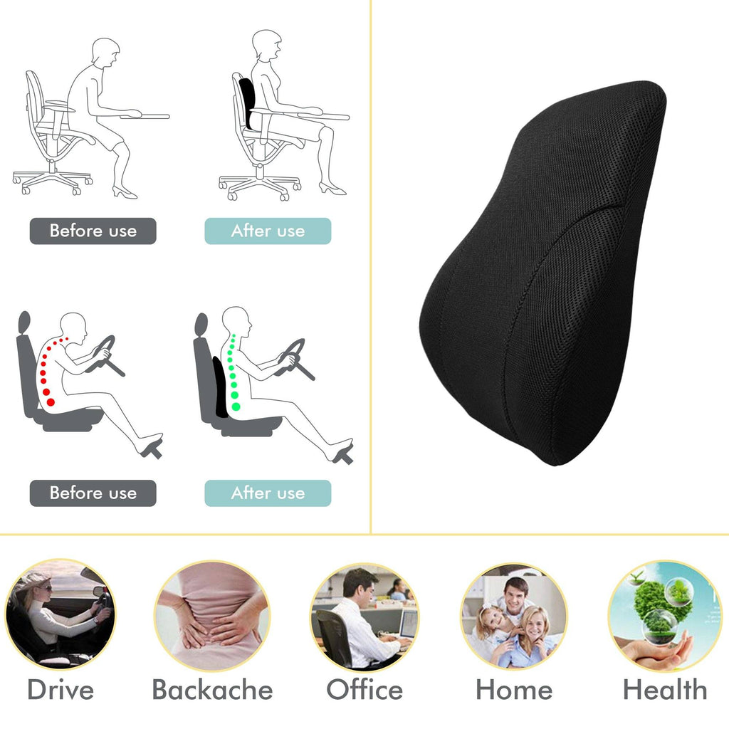 Maverick - Work From Home Combo - Memory Foam Lumbar Back Support & HR Foam Coccyx Tailbone Support Seat Cushion - Medium Firm - The White Willow