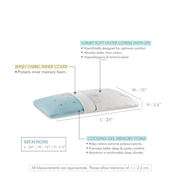 Perry - Cooling Gel Memory Foam Pillow - Slim - Medium Firm Pillows The White Willow 