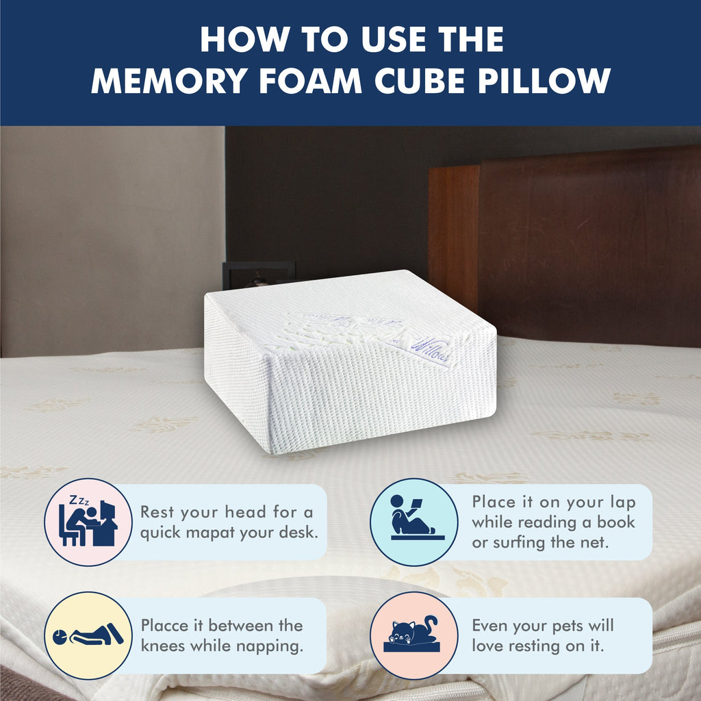 Rubik - Memory Foam - Cube Pillow - Medium Firm - The White Willow
