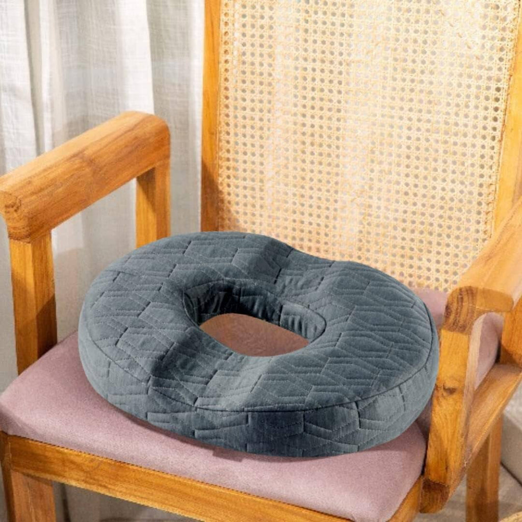 Sky - Donut Shaped Seat Cushion - Tailbone and Lumbar Support - Firm Support The White Willow Grey High Resilience Foam 