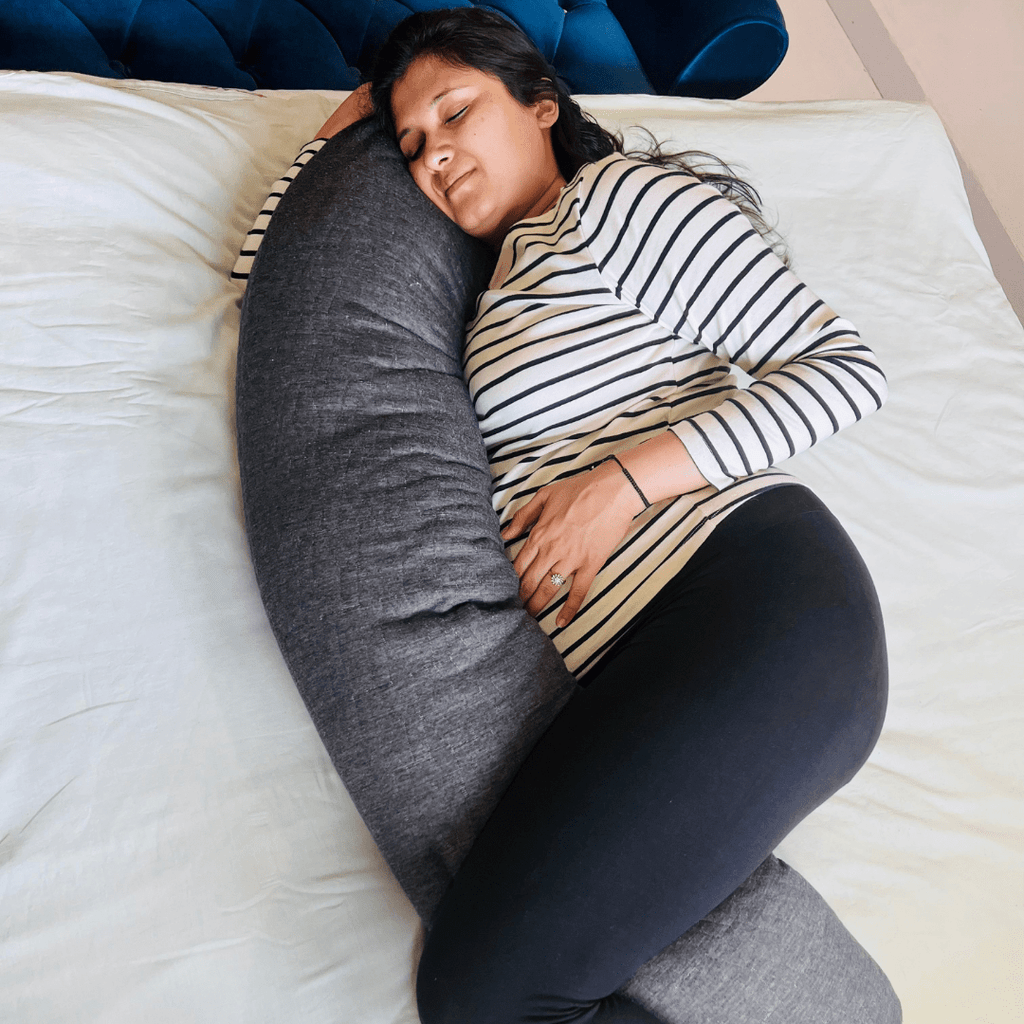 Sophia Memory Foam Micro Fiber J Shaped Pregnancy Pillow for