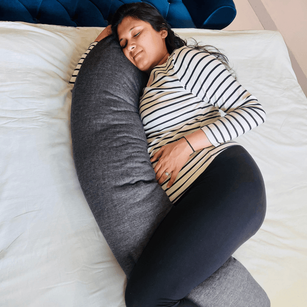 Sophia - Memory Foam & Micro Fiber J-Shaped Pregnancy Pillow for