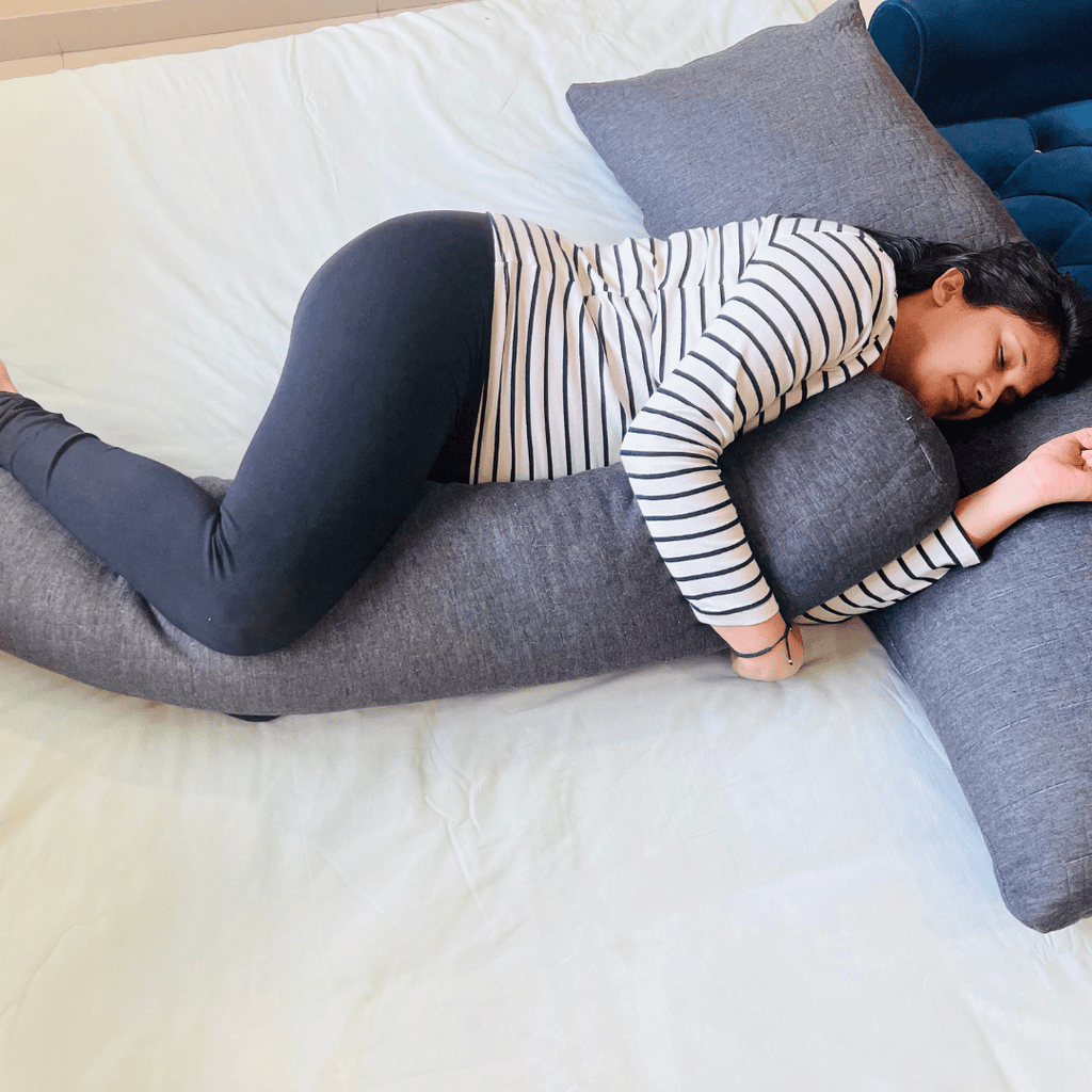 Sophia Memory Foam Micro Fiber J Shaped Pregnancy Pillow for